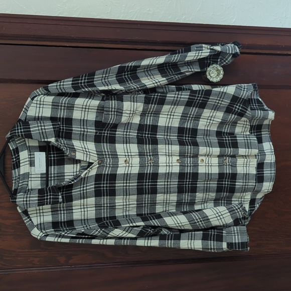 Lucky Brand Tops - Lucky Brand Black & White Plaid Button Down Long Sleeve Shirt Size XL